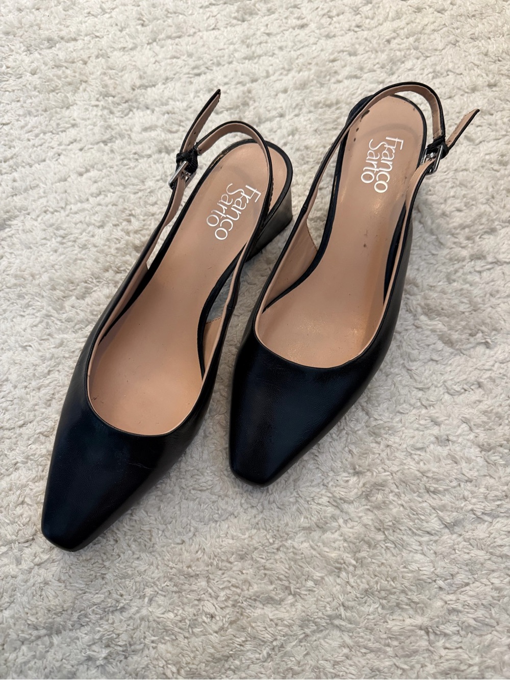 Franco Sarto Black Pointed Slingback Heels